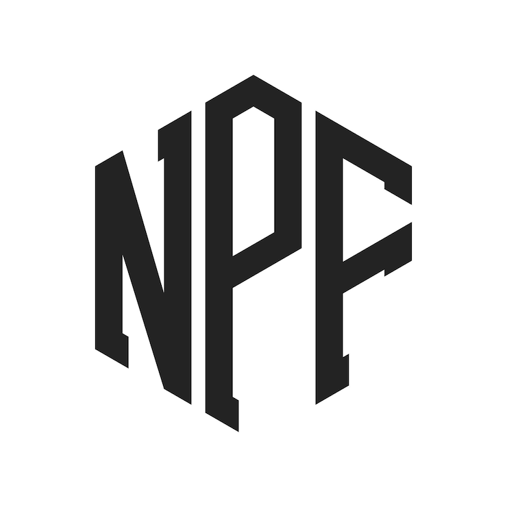 Vector diseño del logotipo npf letra inicial npf monograma logotipo con forma de hexágono