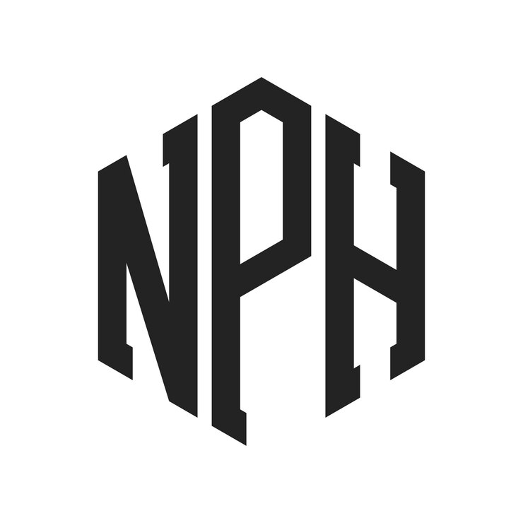 Vector diseño del logotipo de nph letra inicial nph monograma logotipo con forma de hexágono