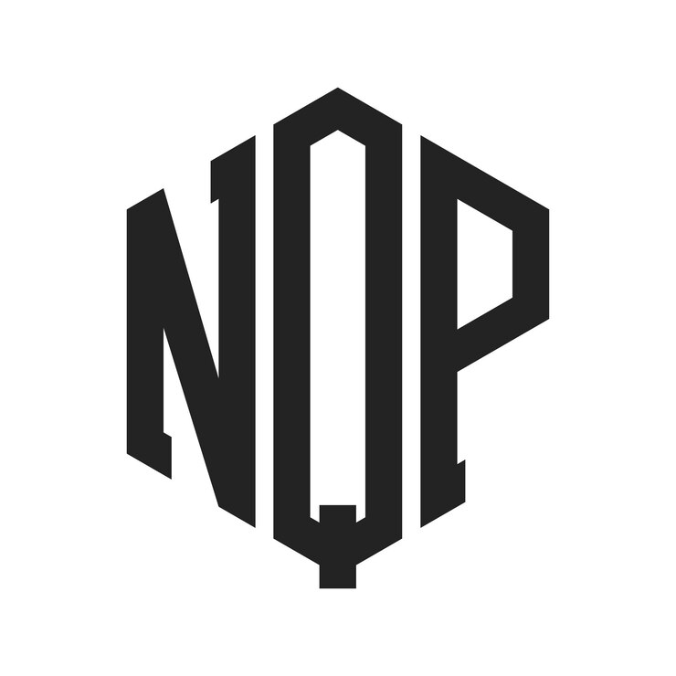 Vector diseño del logotipo de nqp letra inicial nqp monograma logotipo con forma de hexágono