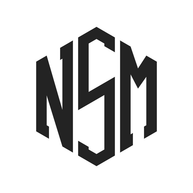 Diseño del logotipo NSM Letra inicial NSM Monograma Logotipo con forma de hexágono