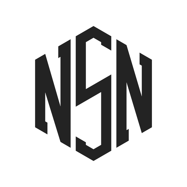 Diseño del logotipo de NSN Letra inicial NSN Monograma Logotipo con forma de hexágono