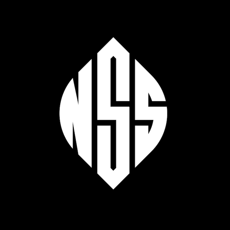 Vector el diseño del logotipo de la nss con letras en círculo con forma de círculo y elipse nss letras en elipse con estilo tipográfico las tres iniciales forman un logotipo de círculo nss círculo emblema monograma abstracto carta marca vector