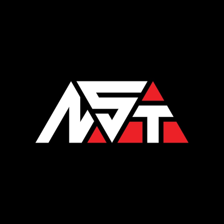 Vector diseño de logotipo de nst con letras triangulares en forma de triángulo nst diseño de logotipo triangular con monograma nst triángulo vectorial plantilla de logotipo con color rojo nst logotipo tri angular simple elegante y lujoso logotipo nst