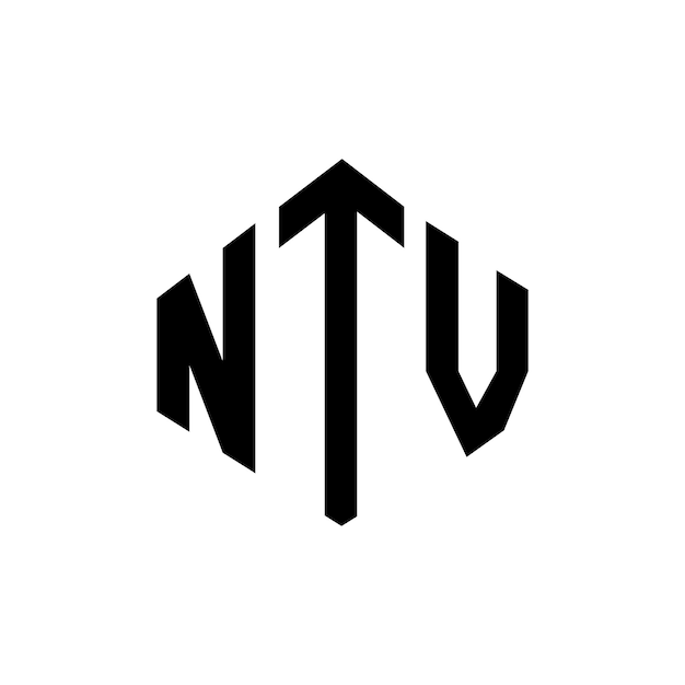 Diseño del logotipo de NTV con letras en forma de polígono NTV con polígono y cubo diseño del logotipo NTV con hexágono plantilla de logotipo vectorial colores blanco y negro NTV monograma logotipo de negocios y bienes raíces
