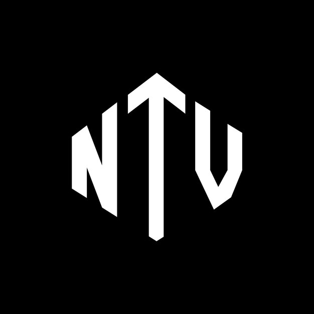 Diseño del logotipo de NTV con letras con forma de polígono NTV polígono y forma de cubo diseño del logotipo NTV hexágono modelo de logotipo vectorial colores blanco y negro NTV monograma negocio y logotipo de bienes raíces