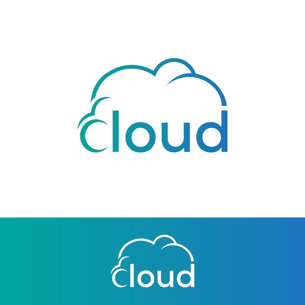 Diseño de logotipo de nube con un estilo moderno y gradiente para tecnología o computación
