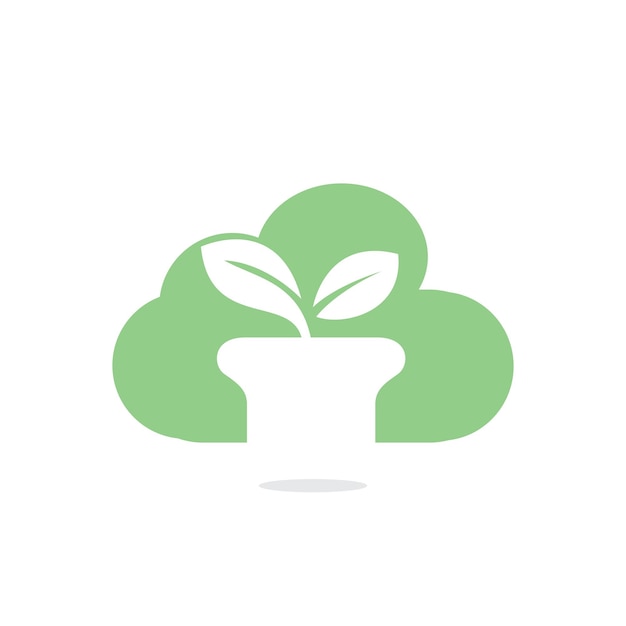 Diseño de logotipo de nube y maceta