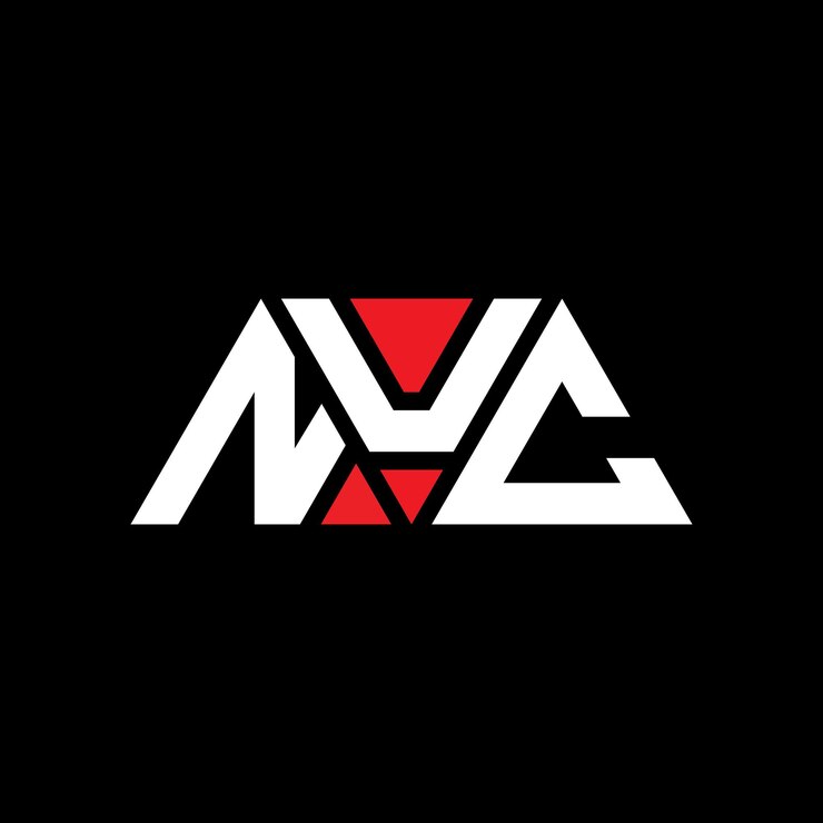 Vector diseño de logotipo de nuc con letras triangulares con forma de triángulo nuc diseño de logotipo triangular con monograma nuc triángulo vectorial plantilla de logotipo con color rojo nuc logotipo triangle sencillo elegante y lujoso nuc