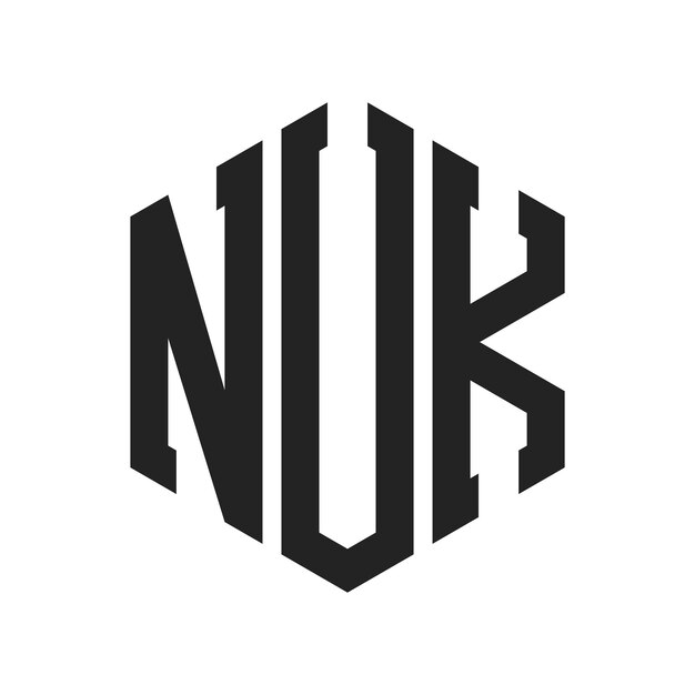 Diseño del logotipo NUK Letra inicial NUK Monograma Logotipo con forma de hexágono