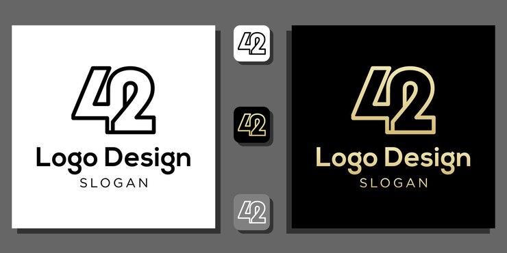 Vector diseño de logotipo número cuatro dos años calculadora tecnología de porcentaje de codificación numérica con plantilla de aplicación