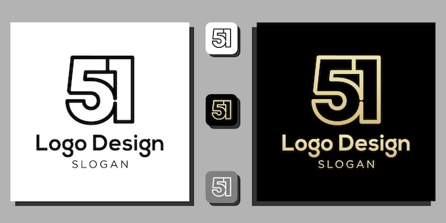 diseño de logotipo números símbolo numeral contorno de oro negro con plantilla de aplicación