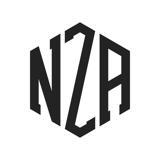 Diseño del logotipo de NZA Letra inicial NZA Monograma Logotipo con forma de hexágono