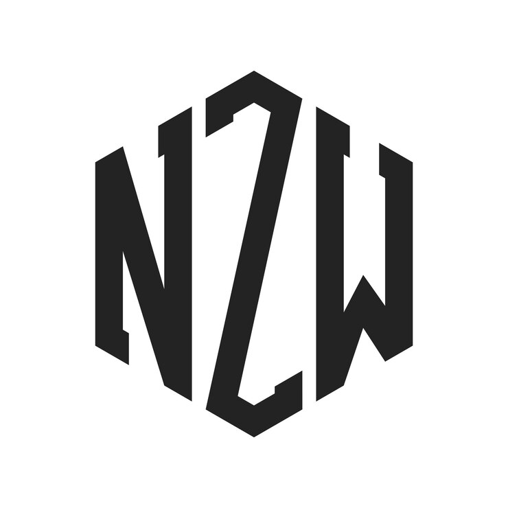 Vector diseño del logotipo de nzw letra inicial nzw monograma logotipo con forma de hexágono