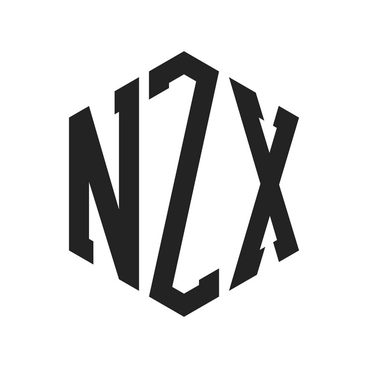 Vector diseño del logotipo de nzx letra inicial nzx monograma logotipo con forma de hexágono