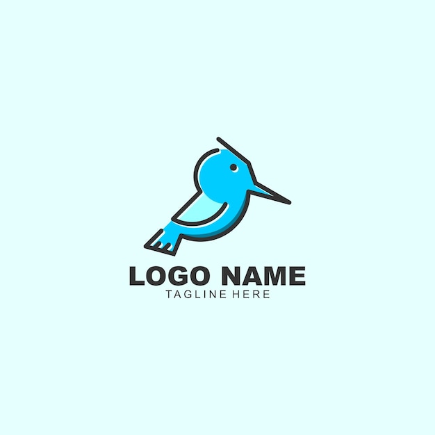 Diseño de logotipo o icono de pájaro azul