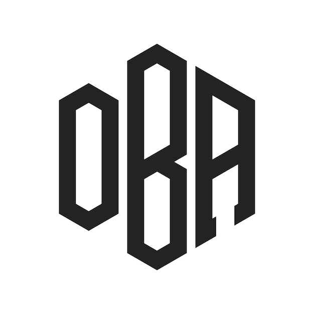 Diseño del logotipo OBA Letra inicial OBA Monograma Logotipo con forma de hexágono