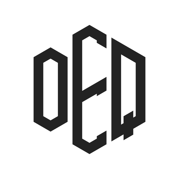 Diseño del logotipo OEQ Letra inicial OEQ Monograma Logotipo con forma de hexágono