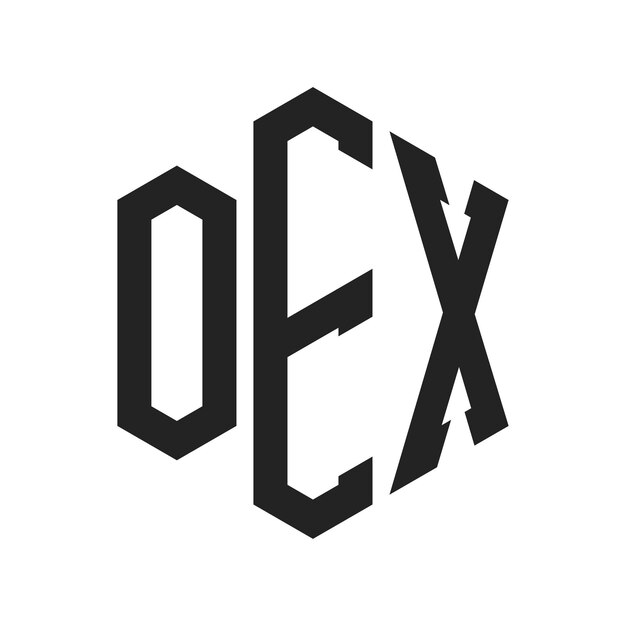 Diseño del logotipo OEX Letra inicial OEX Monograma Logotipo con forma de hexágono