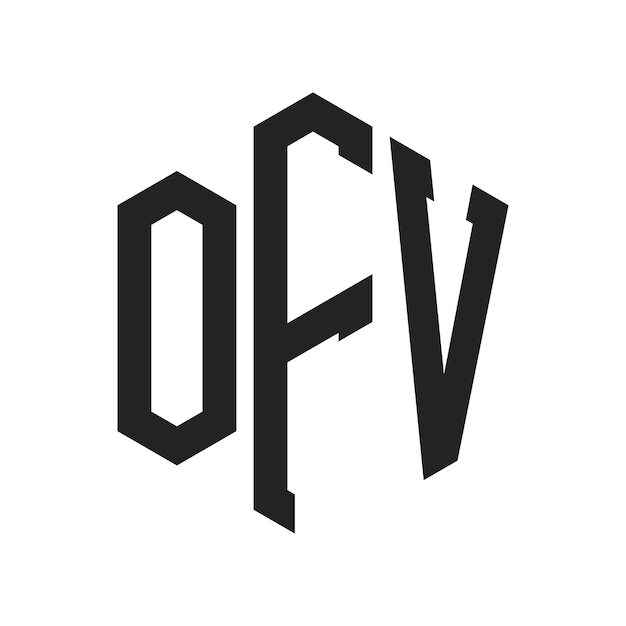 Diseño del logotipo OFV Letra inicial OFV Monograma Logotipo con forma de hexágono
