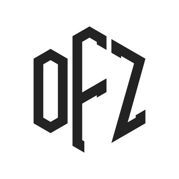 Diseño del logotipo OFZ Letra inicial OFZ Monograma Logotipo con forma de hexágono