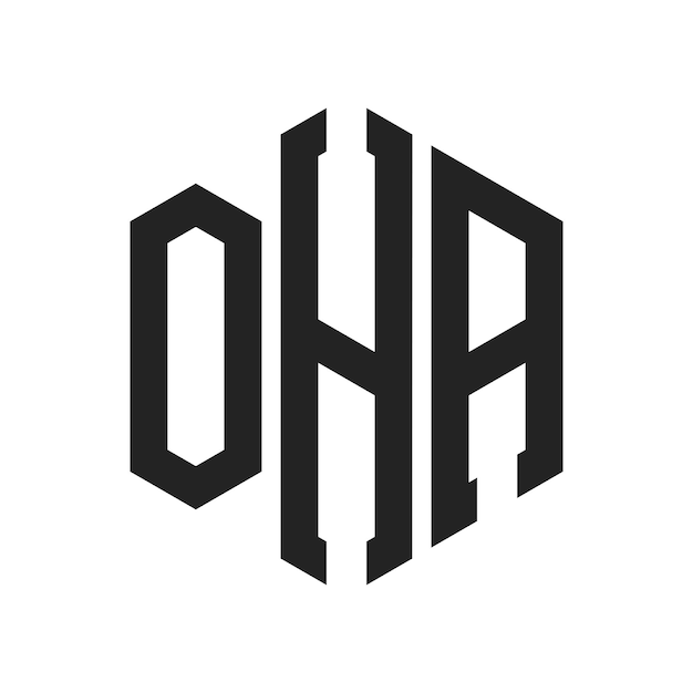 Diseño del logotipo de OHA Letra inicial OHA Monograma Logotipo con forma de hexágono