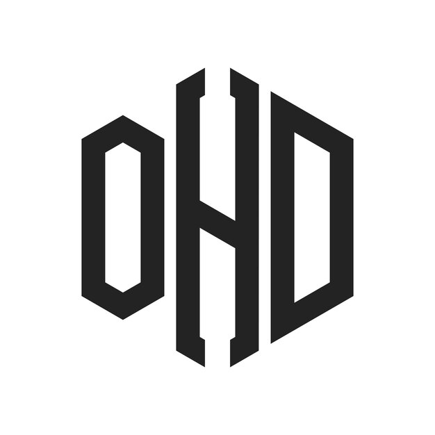 Diseño del logotipo OHD Letra inicial OHD Monograma Logotipo con forma de hexágono