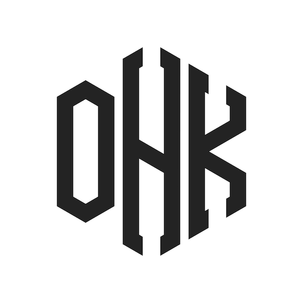 Diseño del logotipo de OHK Letra inicial OHK Monograma Logotipo con forma de hexágono