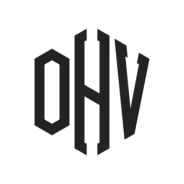 Diseño del logotipo OHV Letra inicial OHV Monograma Logotipo con forma de hexágono