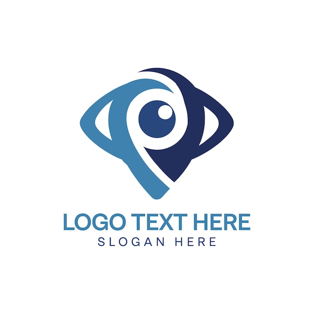 Un diseño de logotipo de ojo en color azul