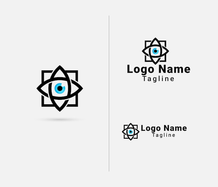 Vector diseño del logotipo del ojo con forma de rectángulo logotipo de cuidado de la visión