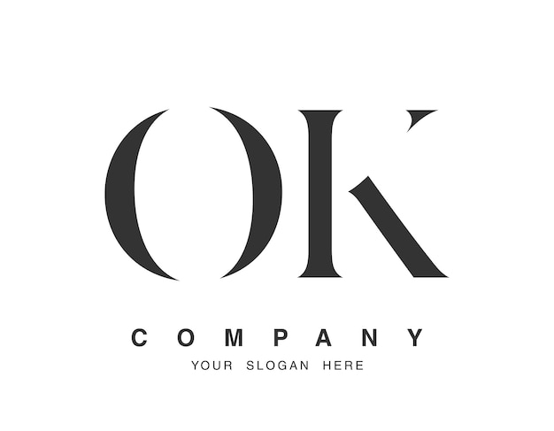 Diseño del logotipo OK Letra inicial o y k estilo de fuente serif Nombre de empresa clásico creativo tipografía Logotipo o identidad de moda