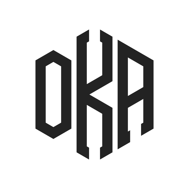 Diseño del logotipo de OKA Letra inicial OKA Monograma Logotipo con forma de hexágono