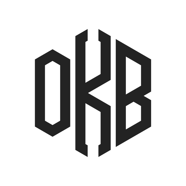 Diseño del logotipo OKB Letra inicial OKB Monograma Logotipo con forma de hexágono