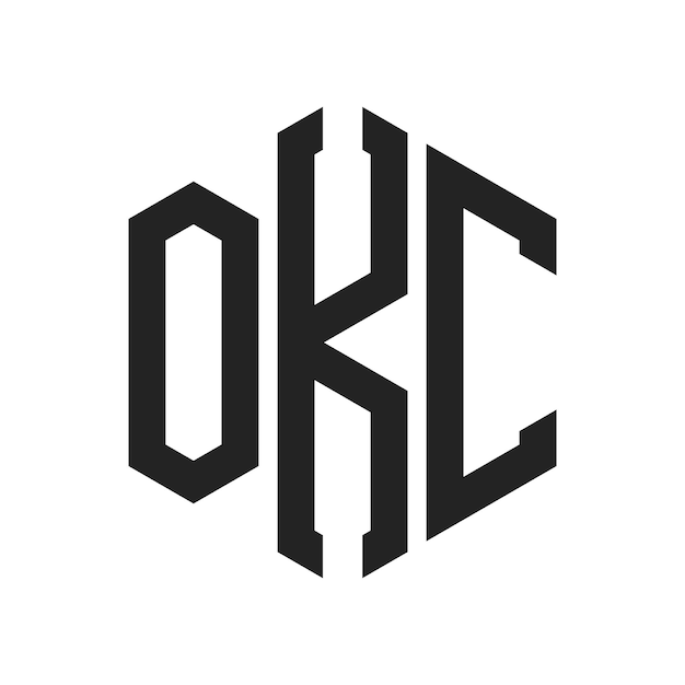 Diseño del logotipo OKC Letra inicial OKC Monograma Logotipo con forma de hexágono