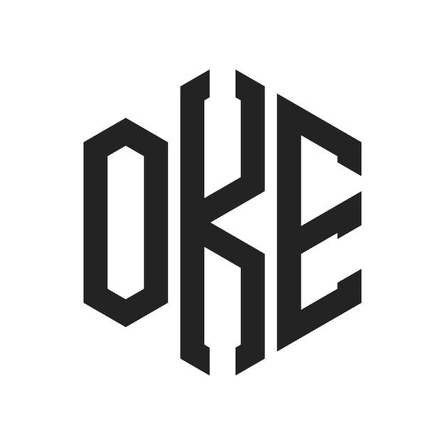 Diseño del logotipo de OKE Letra inicial OKE Monograma Logotipo con forma de hexágono