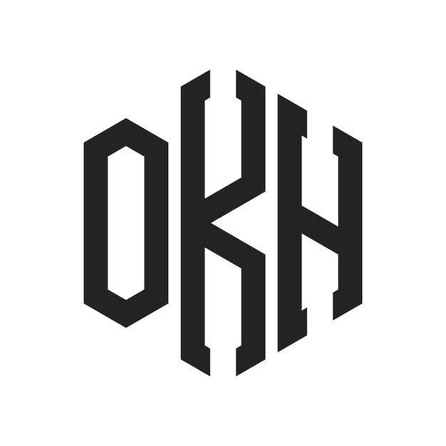 Diseño del logotipo OKH Letra inicial OKH Monograma Logotipo con forma de hexágono