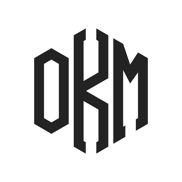 Diseño del logotipo OKM Letra inicial OKM Monograma Logotipo con forma de hexágono
