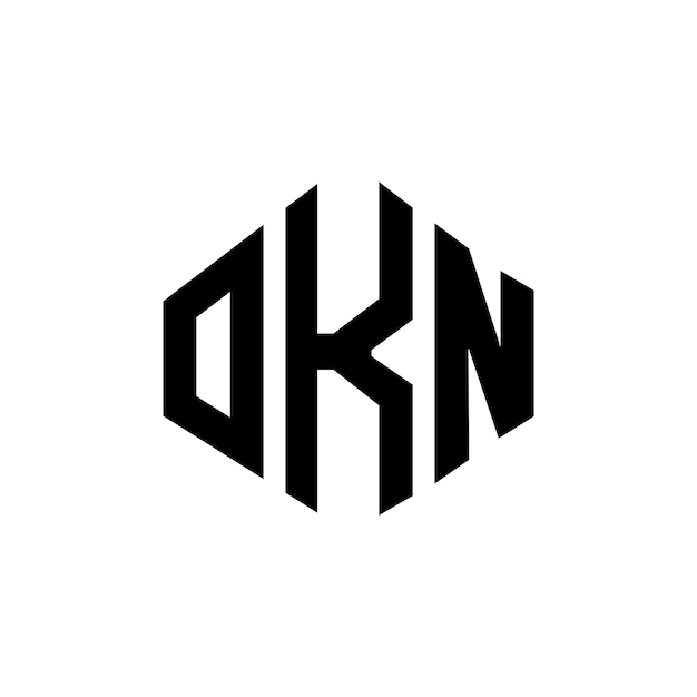 Diseño del logotipo de OKN con letras en forma de polígono OKN diseño del logotipo en forma de póligono y cubo OKN hexágono modelo de logotipo vectorial colores blanco y negro OKN monograma logotipo de negocios e inmobiliario