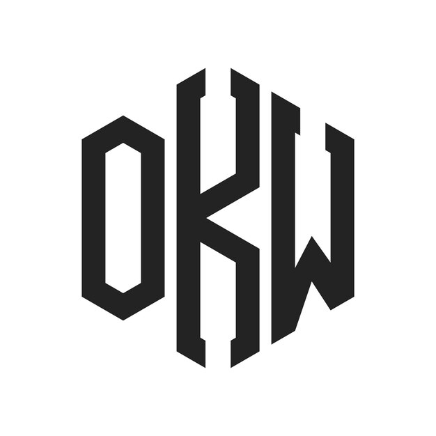 Diseño del logotipo OKW Letra inicial OKW Monograma Logotipo con forma de hexágono
