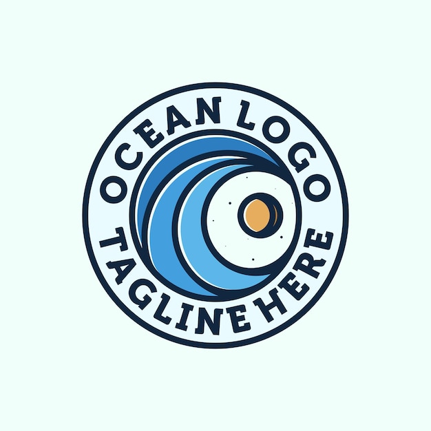 Diseño de logotipo de ola oceánica Símbolo de logotipo exclusivo o icono del océano Plantilla de logotipo de ola creativa y minimalista Arte de línea moderna Diseño de plantilla de agua o ola de océano Inspiración de concepto de logotipo de sol y mar