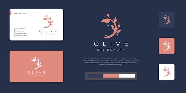 Diseño de logotipo de olivo y aceite y tarjetas de visita