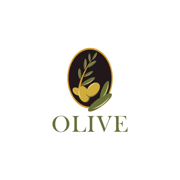 diseño de logotipo de olivo con rama de hoja de olivo icono de olivo ilustración de vector de olivo