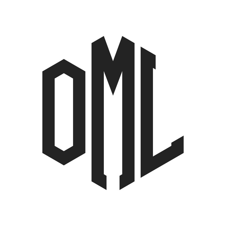Vector diseño del logotipo oml letra inicial oml monograma logotipo con forma de hexágono