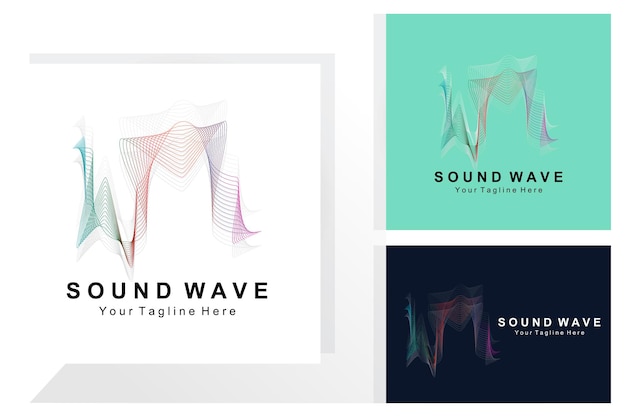 Diseño de logotipo de onda de sonido Fondo de vector de flujo de música Ilustración y fondo de pantalla