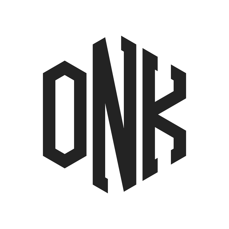 Vector diseño del logotipo onk letra inicial onk monograma logotipo con forma de hexágono