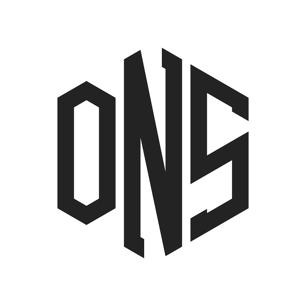 Diseño del logotipo ONS Letra inicial ONS Monograma Logotipo con forma de hexágono