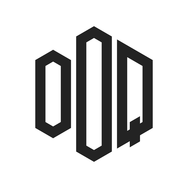 Diseño del logotipo OOQ Letra inicial OOQ Monograma Logotipo con forma de hexágono
