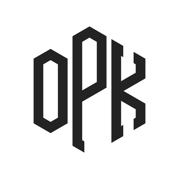 Diseño del logotipo OPK Letra inicial OPK Monograma Logotipo con forma de hexágono