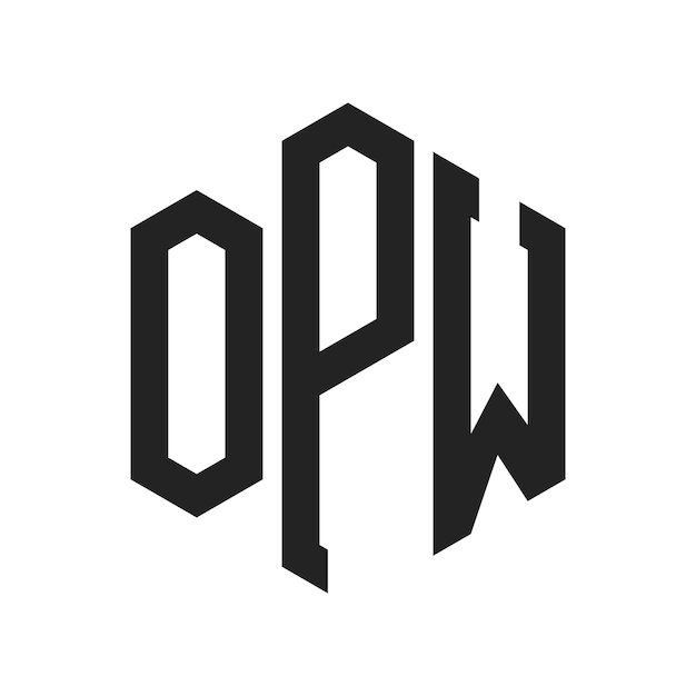 Diseño del logotipo OPW Letra inicial OPW Monograma Logotipo con forma de hexágono