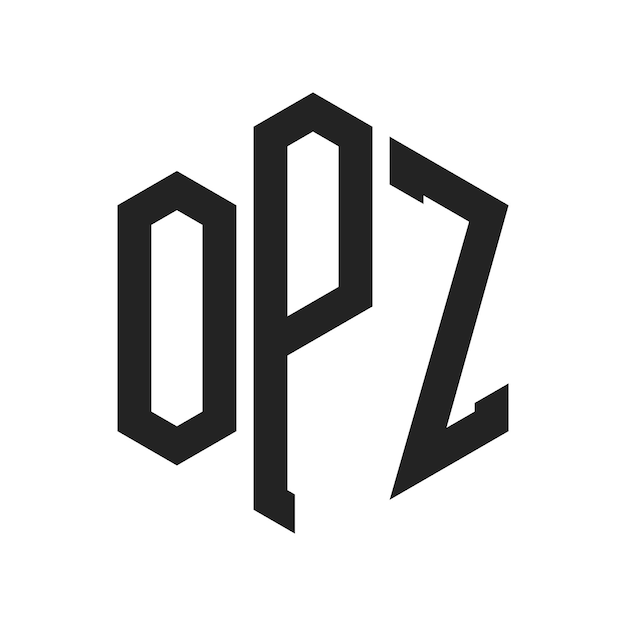 Diseño del logotipo OPZ Letra inicial OPZ Monograma Logotipo con forma de hexágono